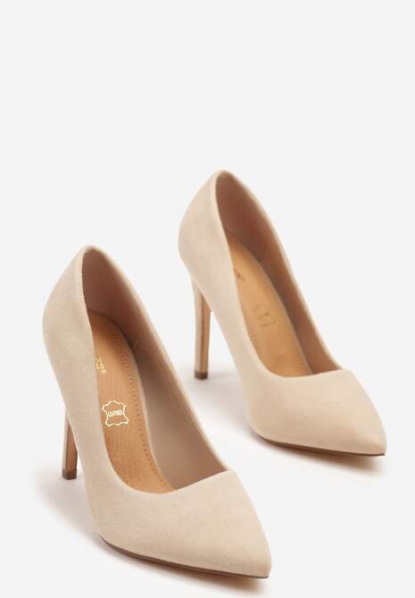 Beżowe Szpilki Vices z Wkładką ze Skóry Naturalnej Innatia