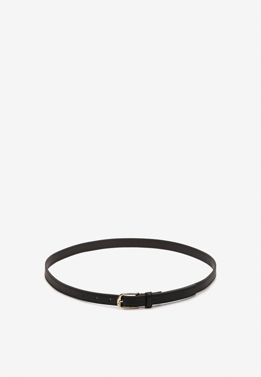 Czarny Cienki Pasek Zapinany na Półokrągłą Sprzączkę Ranilesa
