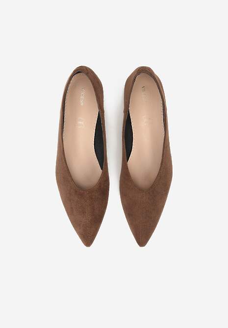 Brązowe Klasyczne Balerinki Vices z Noskiem w Szpic Farrie