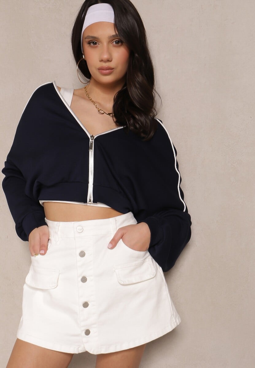 Białe Spódnico-Szorty z Bawełną i Ozdobnymi Guzikami Sorisia