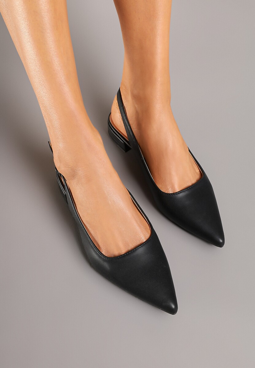 Czarne Sandały ze Szpiczastym Noskiem Zapinane na Sprzączkę Radeoriel