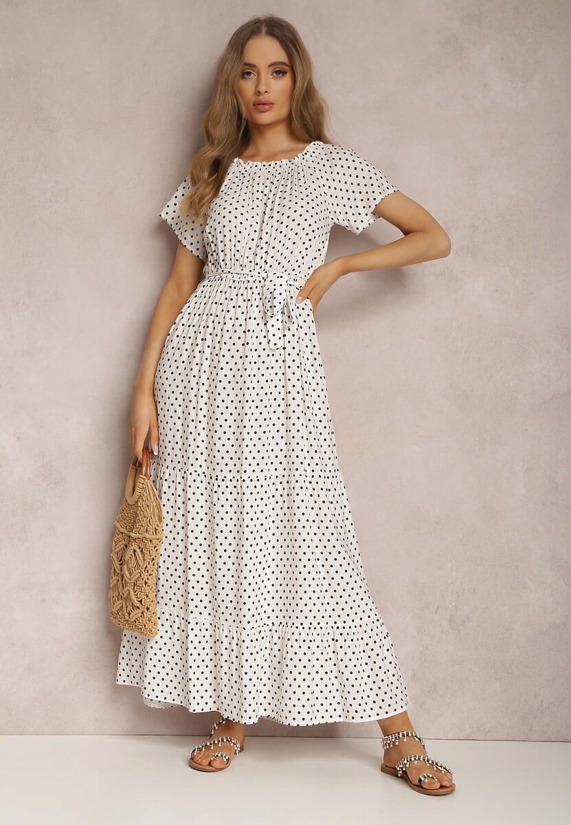 Biała Sukienka z Wiskozy Ampolea