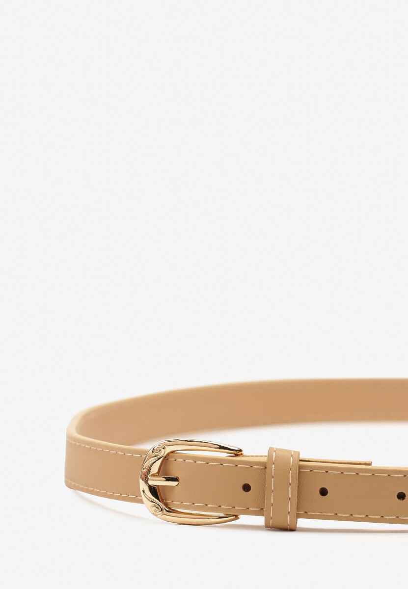 Beżowy Klasyczny Wąski Pasek z Klamrą Revandrine