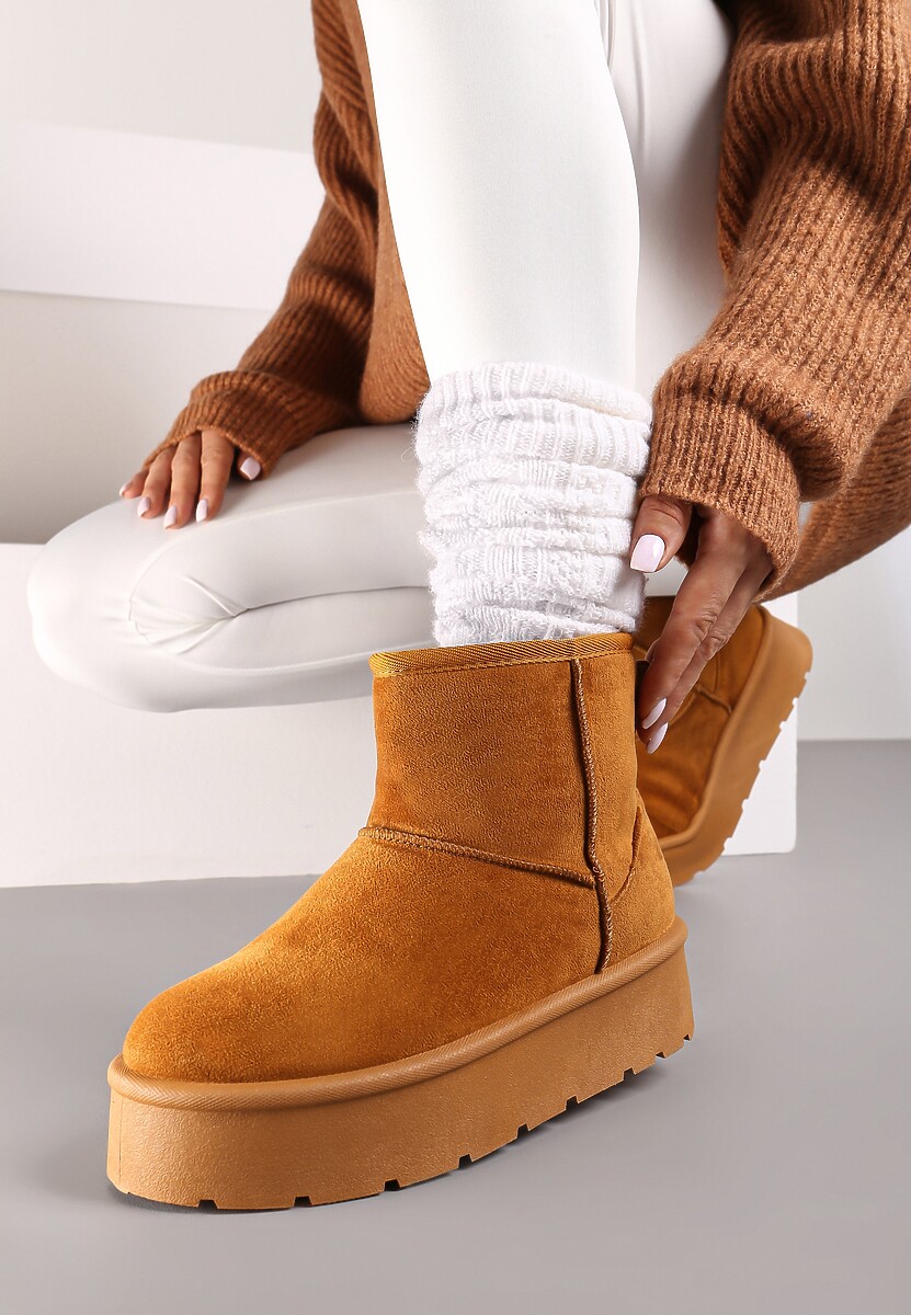 Czarne Wsuwane Śniegowce na Gładkiej Platformie Irindara