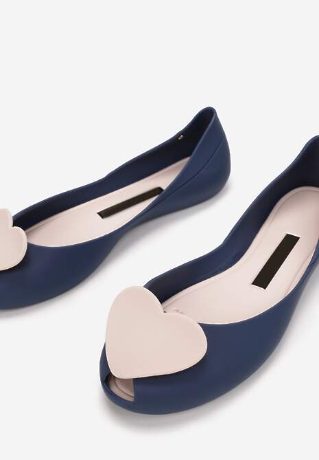 Granatowo-Beżowe Balerinki Alcaeus
