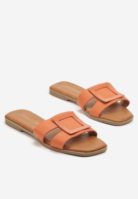Pomarańczowe Klapki z Kwadratową Ozdobą Uliswenna