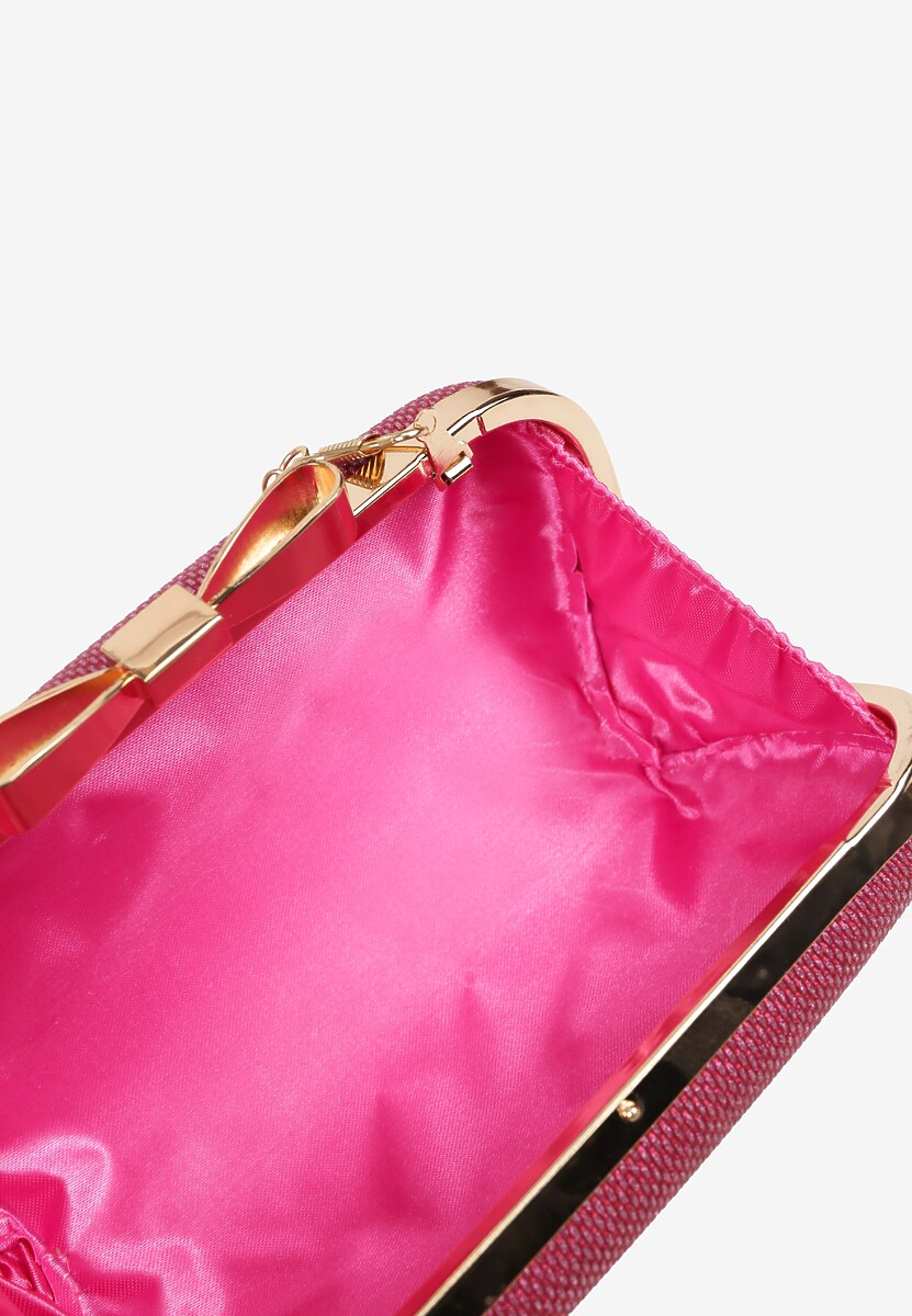 Różowa Torebka Kopertówka z Dodatkowym Łańcuszkiem i Metalicznym Zapięciem Grireia