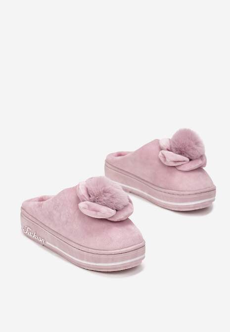 Różowe Kapcie na Platformie z Pomponem Toro