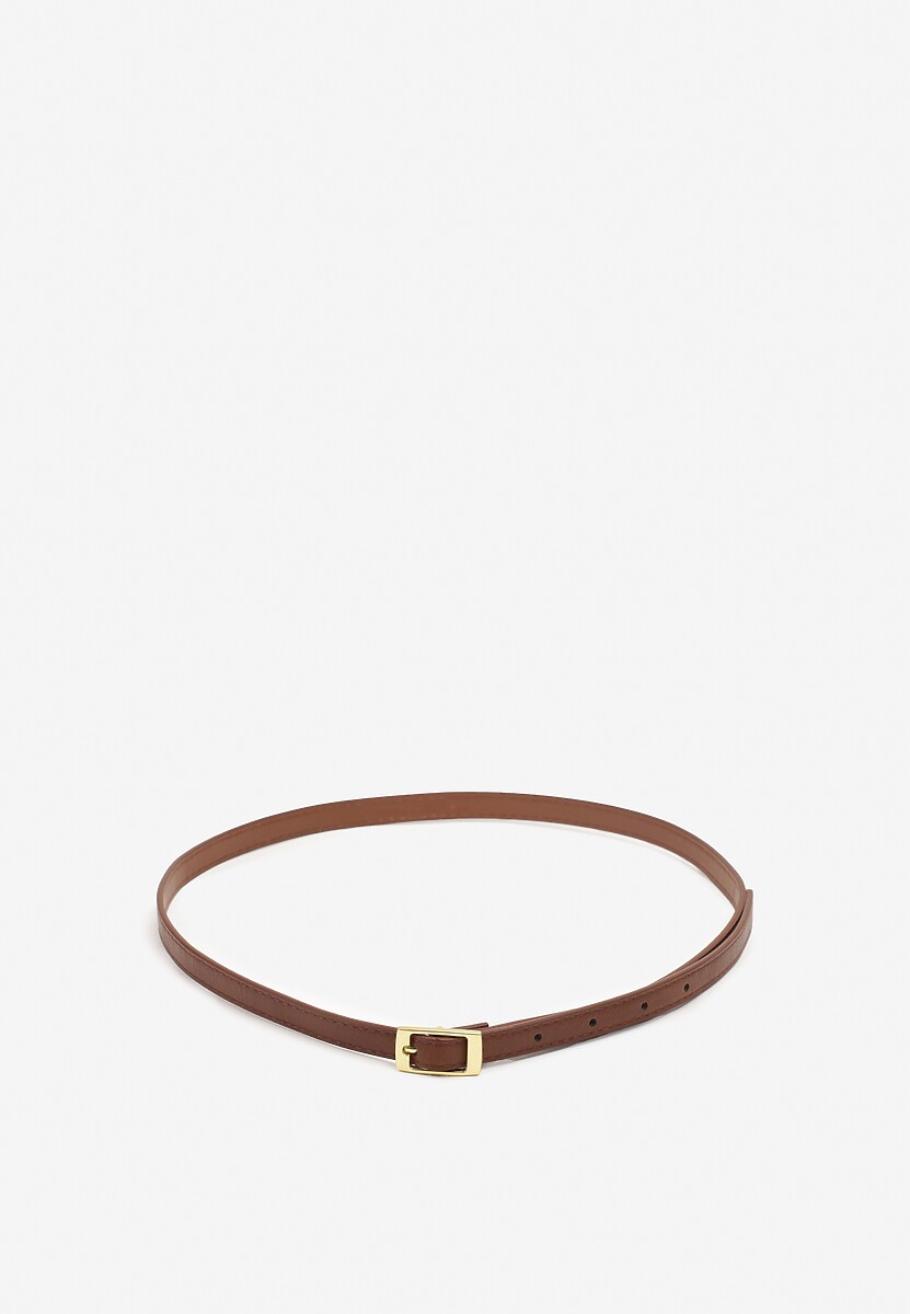 Brązowy Pasek Cienki z Prostokątną Klamrą Voreyna