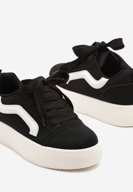 Czarne Sneakersy Kultowe Tenisówki na Grubej Podeszwie Nurisora