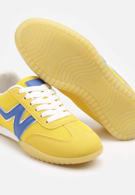 Żółte Sneakersy Typu Klasyczne Tenisówki Zdobione Przeszyciami Elanioria