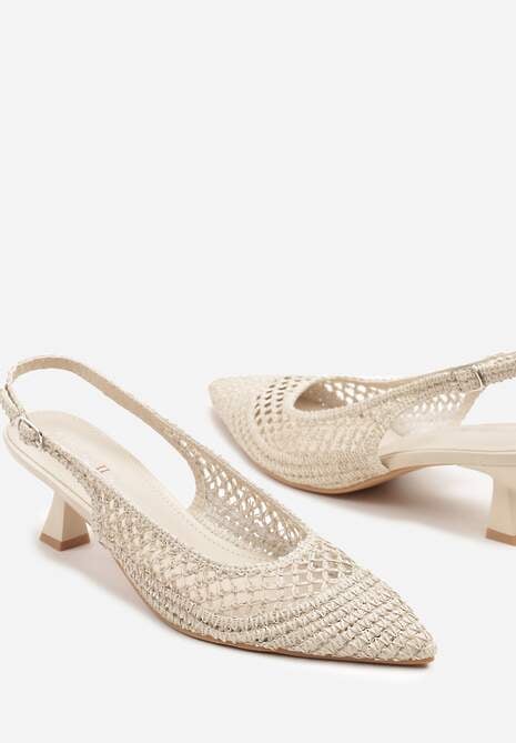 Białe Sandały na Kaczuszce Typu Slingback z Ażurową Cholewką Olzivia