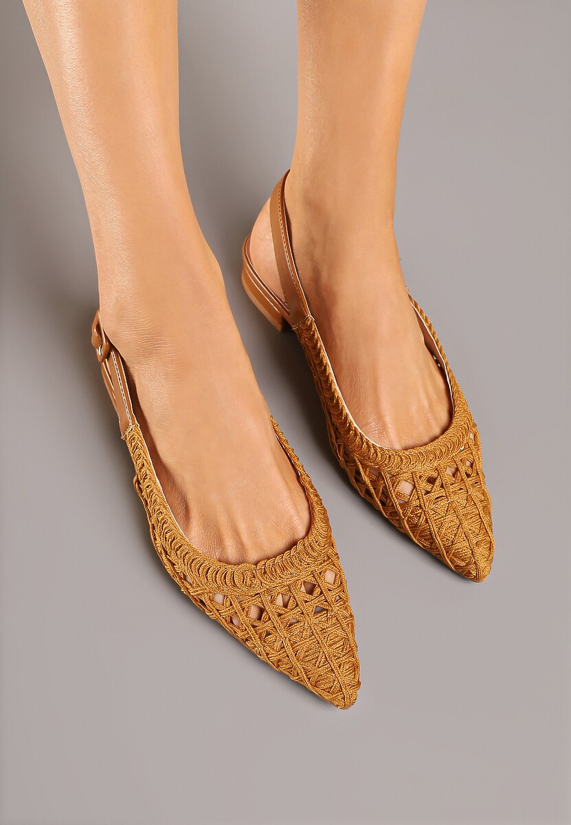 Brązowe Sandały Plecionkowe ze Sprzączką Welirene