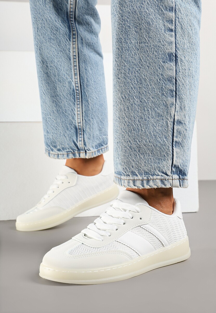 Białe Sneakersy Tenisówki Ozdobione Paskami Amodira