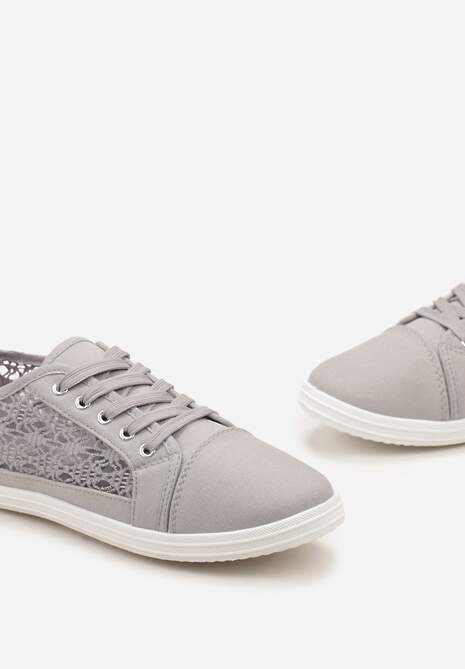 Szare Tenisówki z Ażurowymi Wstawkami Po Bokach Salessa