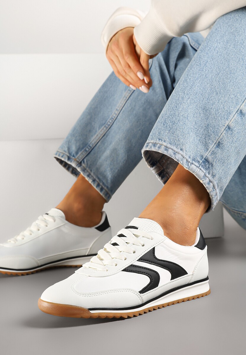 Brązowo-Zielone Sneakersy Tenisówki z Przeszyciami Julioria