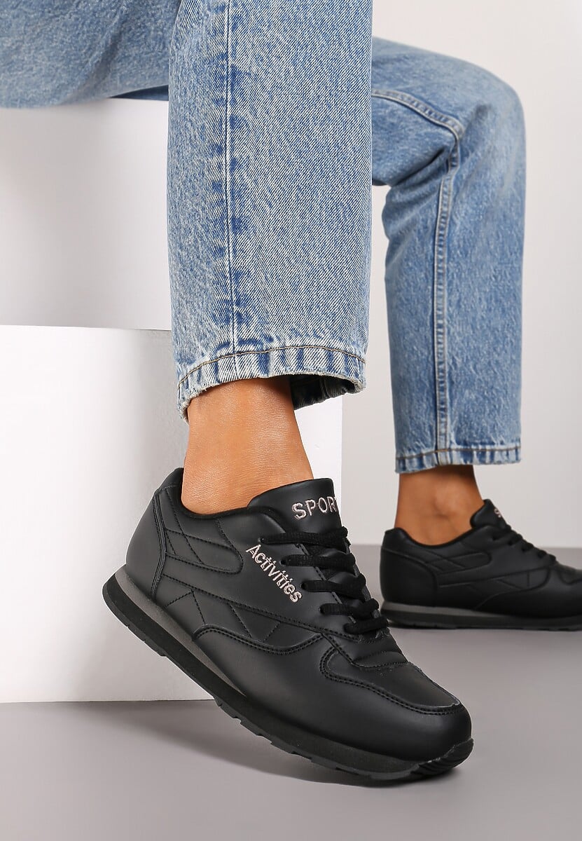 Czarne Buty Sportowe na Piankowej Podeszwie Zakiria