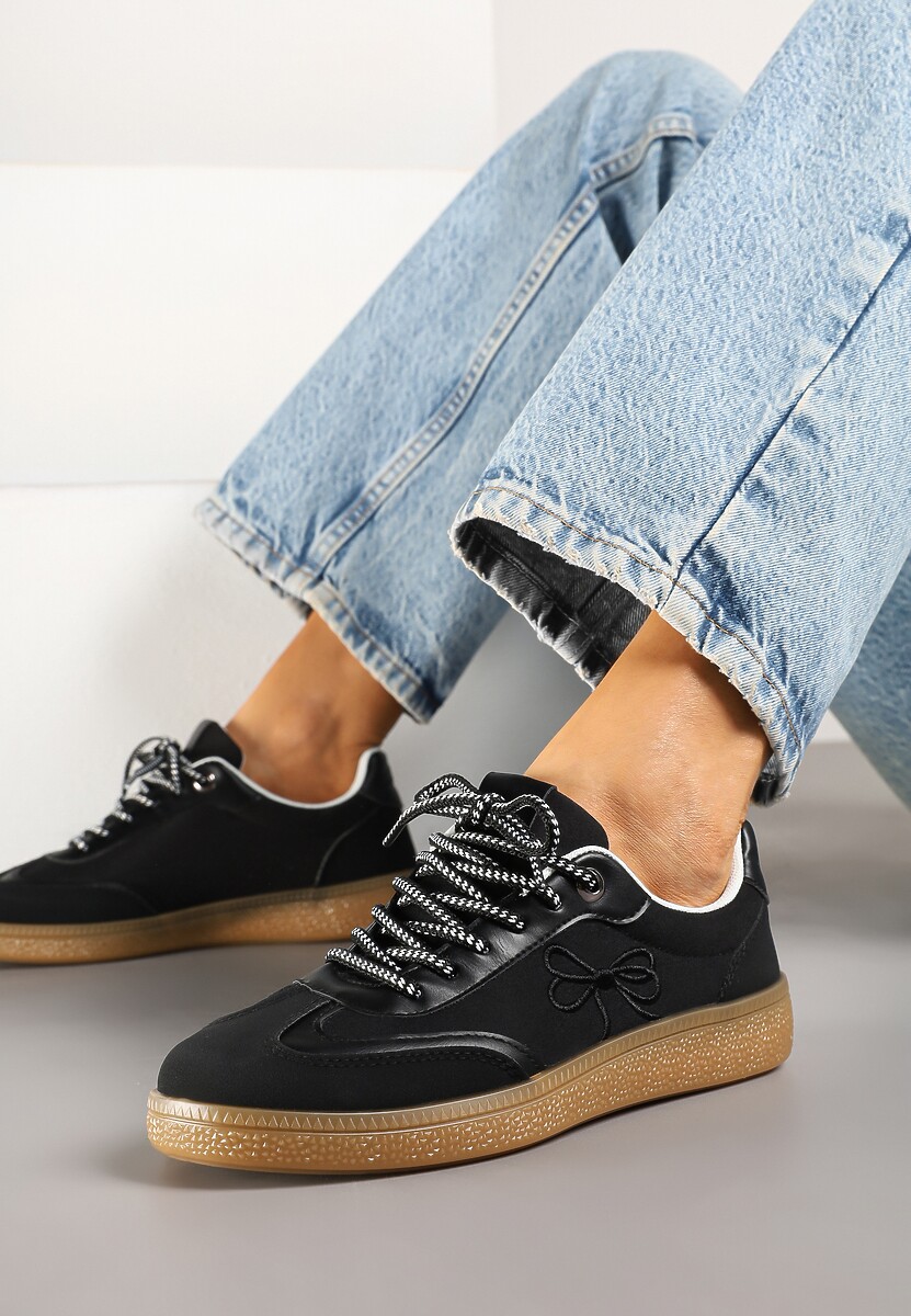 Białe Sneakersy Tenisówek ze Wzorem Kokardki Maritiela