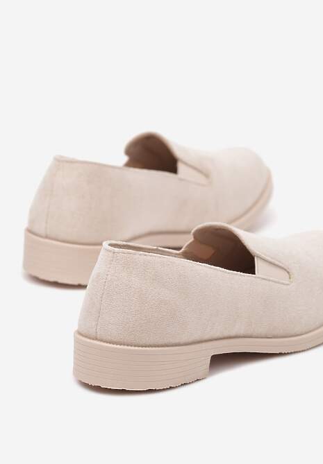 Beżowe Eleganckie Mokasyny z Ekozamszu Wiallara