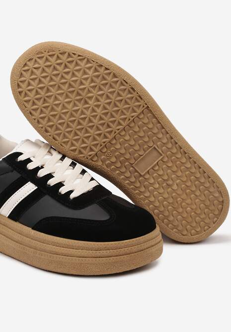 Czarne Sneakersy Kultowe Tenisówki na Grubej Podeszwie Gonelis