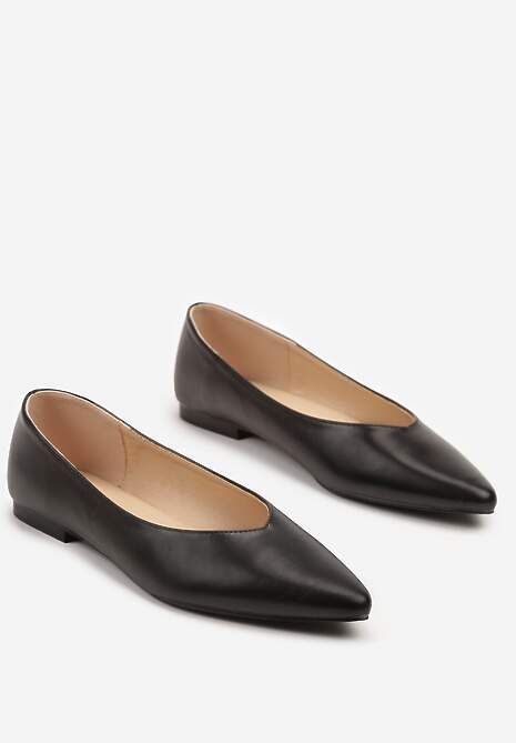 Czarne Balerinki Vices Ozdobione Migdałowym Noskiem Neoranea