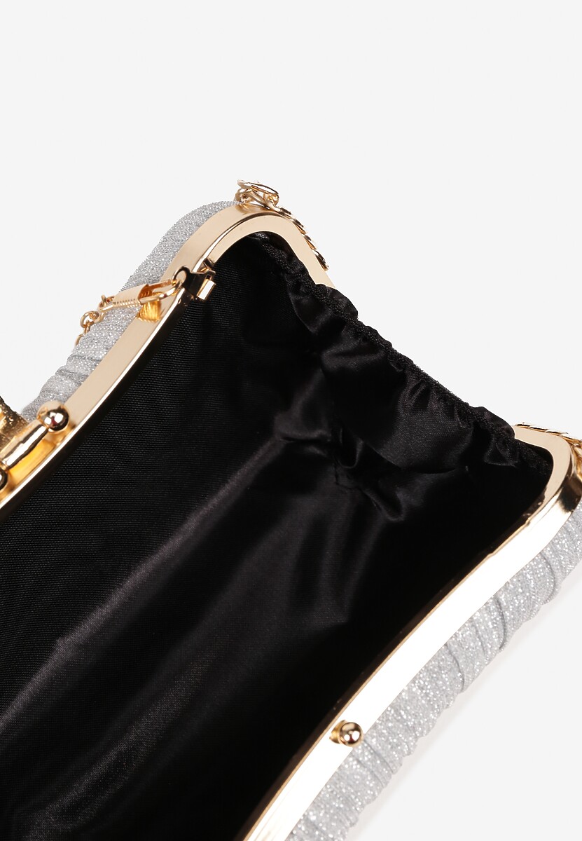 Srebrna Torebka Kopertówka na Łańcuszku Zdobiona Cyrkoniową Aplikacją  Elkarria