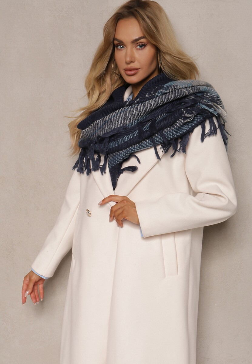 Granatowy Szalik w Paski Sialenni