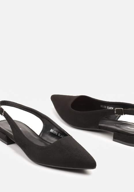 Czarne Sandały z Ekozamszu ze Szpiczastym Noskiem Terevelis