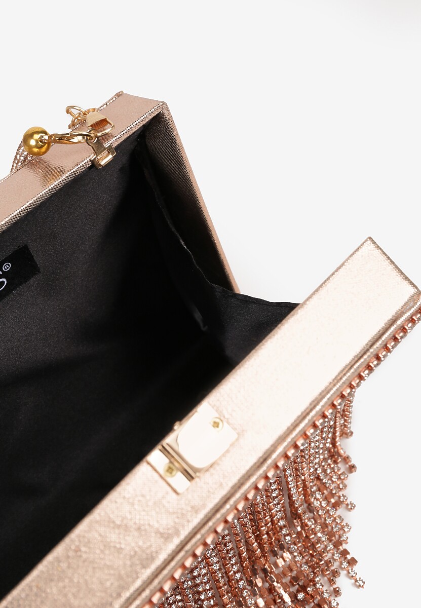 Szampańska Torebka Wieczorowa Vices z Łańcuszkiem i Rączką Zdobiona Cyrkoniami Amonne