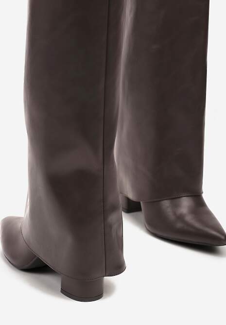 Ciemnobrązowe Kozaki Vices na Słupku w Stylu Kowbojek z Wywiniętą Cholewką Alorriva