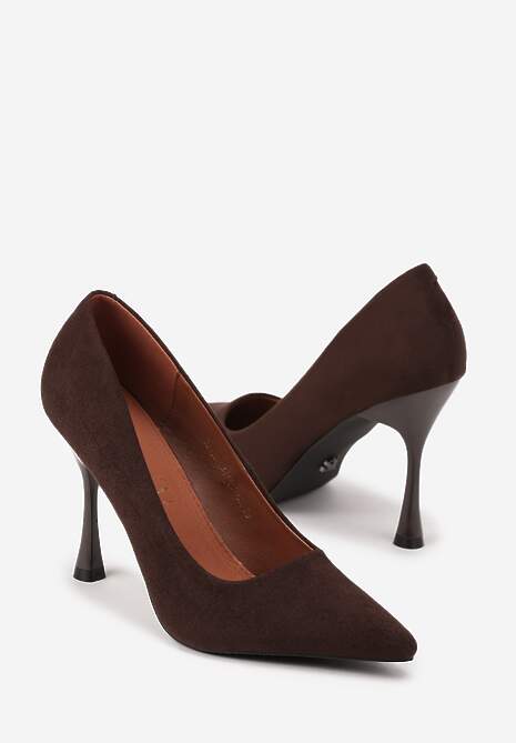 Brązowe Szpilki Vices na Klepsydrowym Obcasie ze Skórzaną Wkładką Enaille