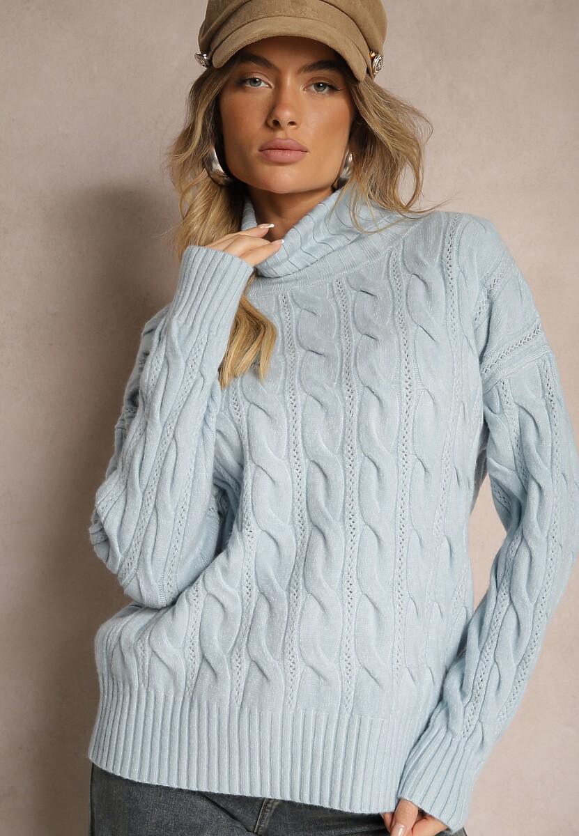 Szary Golf z Imitacją Splotu ze Ściągaczami Giovarella