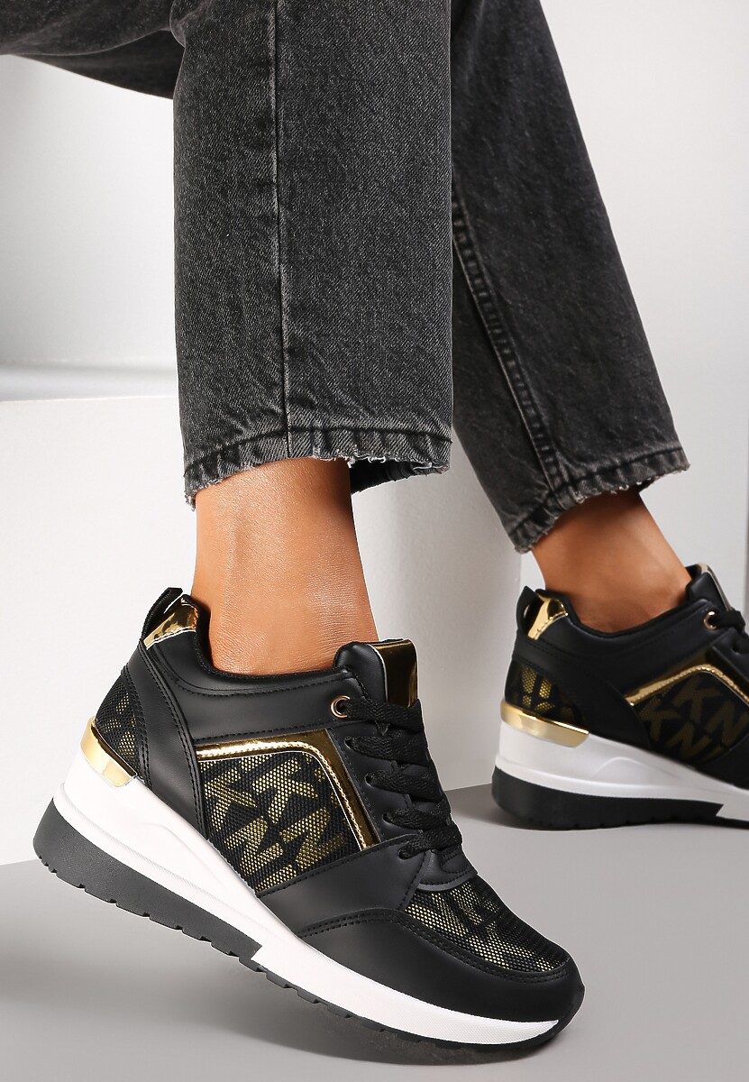 Czarno-Białe Sneakersy Moniera