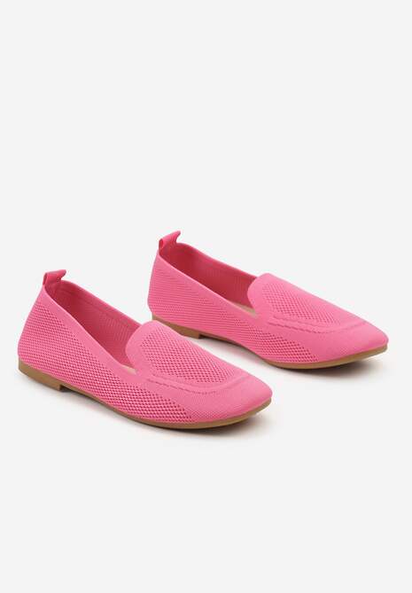 Fuksjowe Casualowe Mokasyny na Płaskiej Podeszwie Ozdobione Perforacją Klanesha