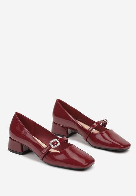 Bordowe Czółenka na Słupku z Cyrkoniami Nevsola