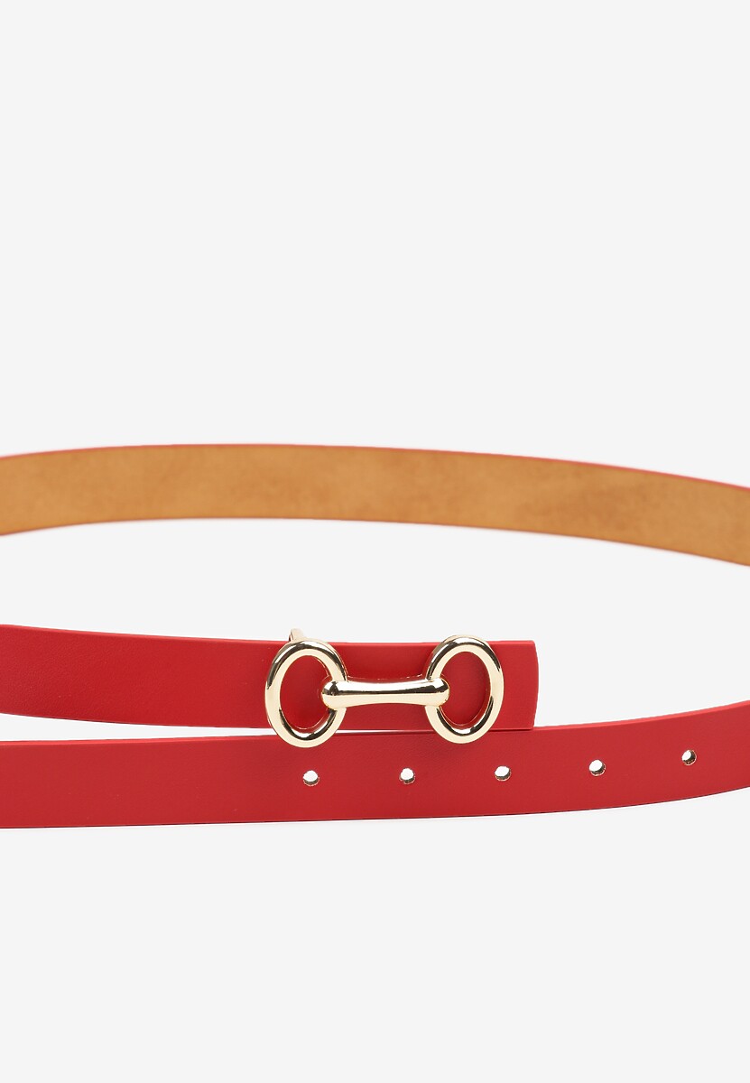 Czerwony Pasek z Metaliczną Sprzączką Pefia