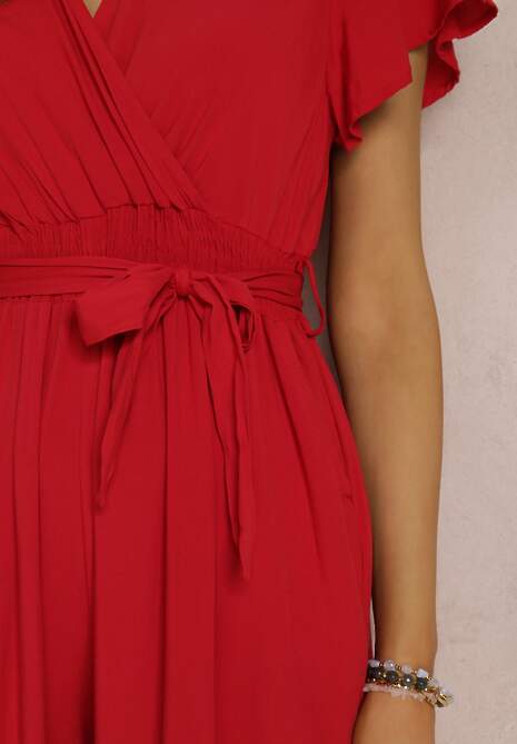 Czerwony Kombinezon z Wiskozy Zotolio