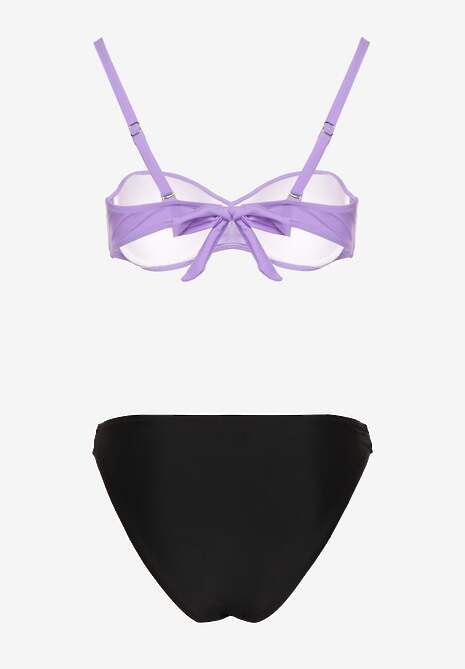 Fioletowe Bikini Majtki Figi i Biustonosz z Marszczeniem Sepiana