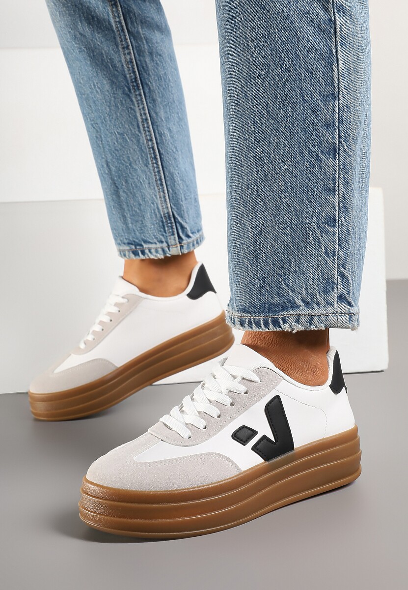 Białe Sneakersy na Kauczukowej Podeszwie Ellirielle