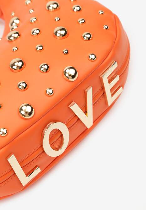 Pomarańczowa Mała Torebka ze Zdobieniem i Odpinanym Paskiem Wyneth