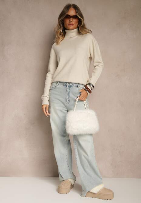 Beżowy Golf z Wełną i Wiskozą Olmeze