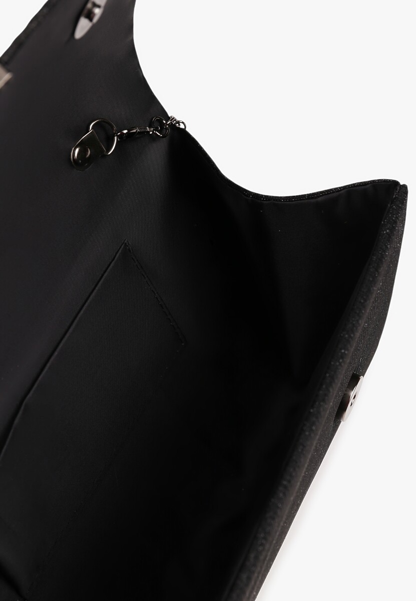 Czarna Asymetryczna Torebka Kopertówka na Łańcuszku z Aplikacją Giattalia