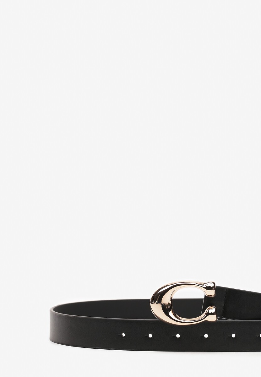 Czarny Pasek z Klamrą o Złotym Połysku Prallia