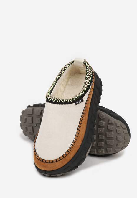 Beżowe Śniegowce na Platformie z Tłoczeniem i Niską Cholewką Violova