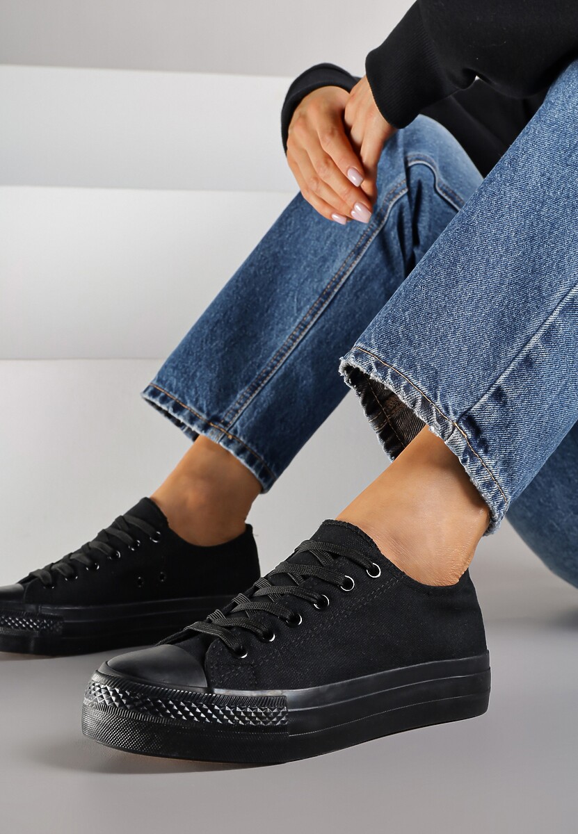 Biało-Czarne Trampki Vices na Platformie z Niską Cholewką Tiloria