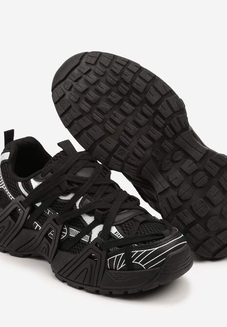 Czarne Sneakersy Ozdobione Geometrycznym Motywem Pollines