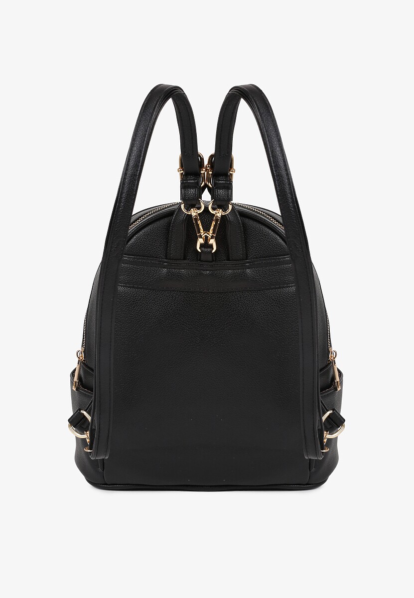 Czarny Mały Plecak Trapezowy Zdobiony Aplikacją Paseriela