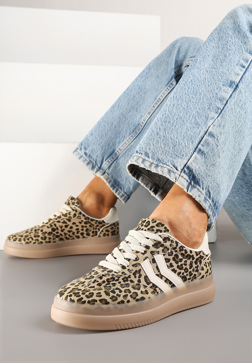 Panterkowe Sneakersy Tenisówki Ozdobione Paskami Falovinia