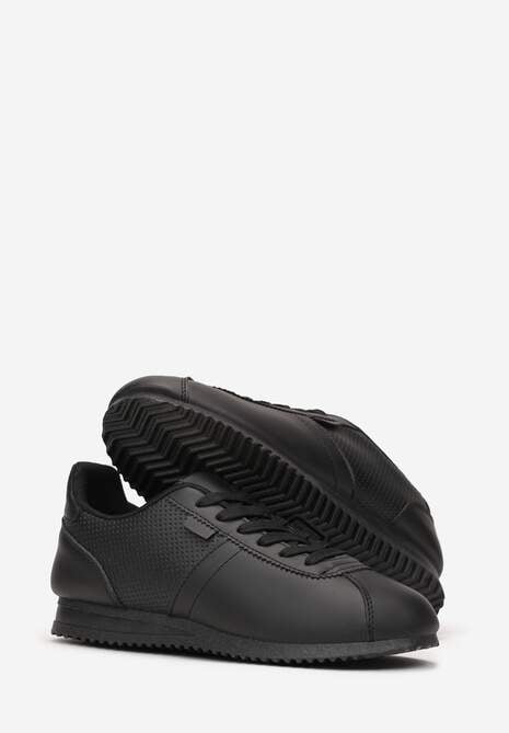 Czarne Sneakersy z Przeszyciami Phyrise