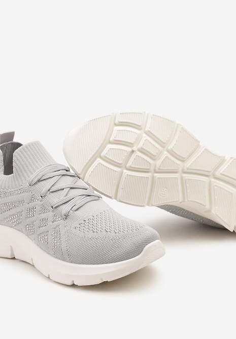 Szare Buty Sportowe z Elastyczną Wsuwaną Cholewką i Wkładką ze Skóry Naturalnej Rantia